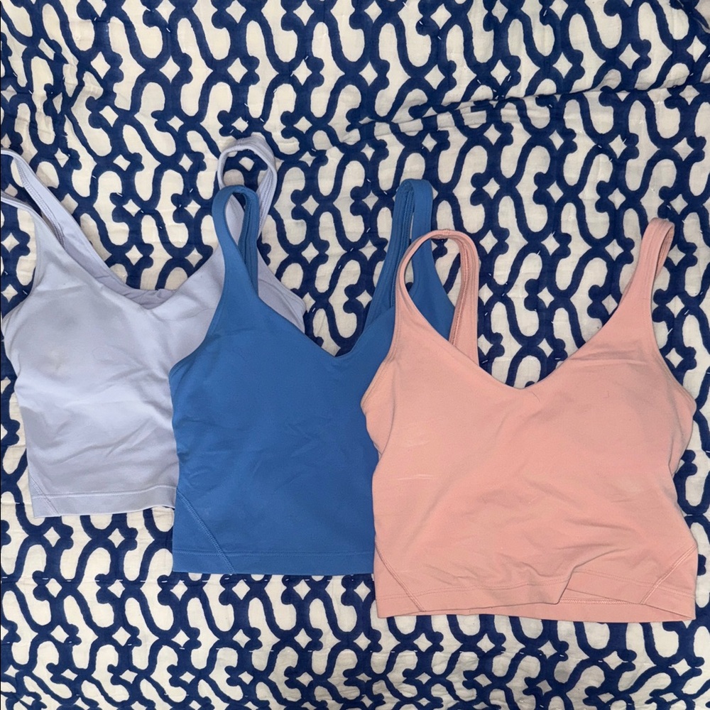 Set of Three Lululemon Align Tank tops Blue, Pink, and Periwinkle